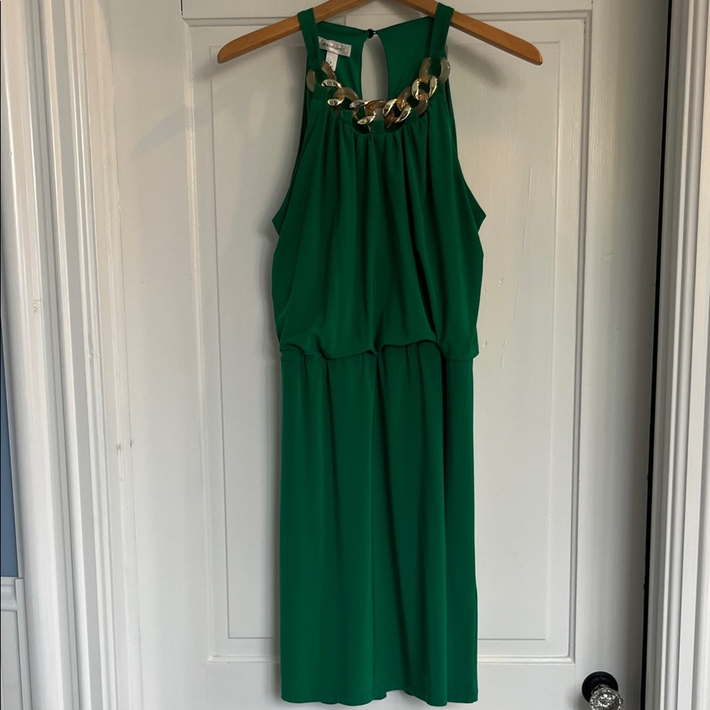 dressbarn Green Midi Dress with Gold Accents